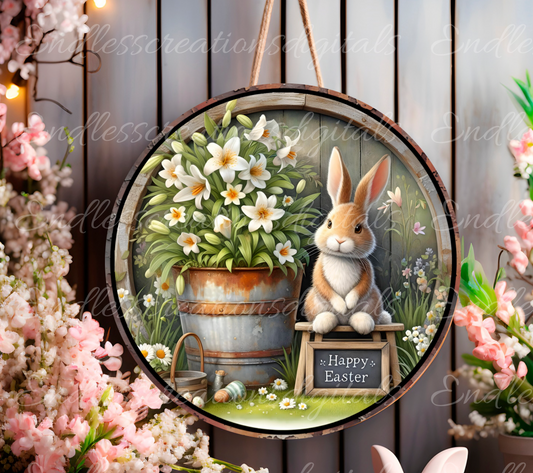 EASTER BUNNY SUBLIMATION door hanger, wreath sign png, for sublimation, 2 high resolution digital files for download including 1 blank to add your own text