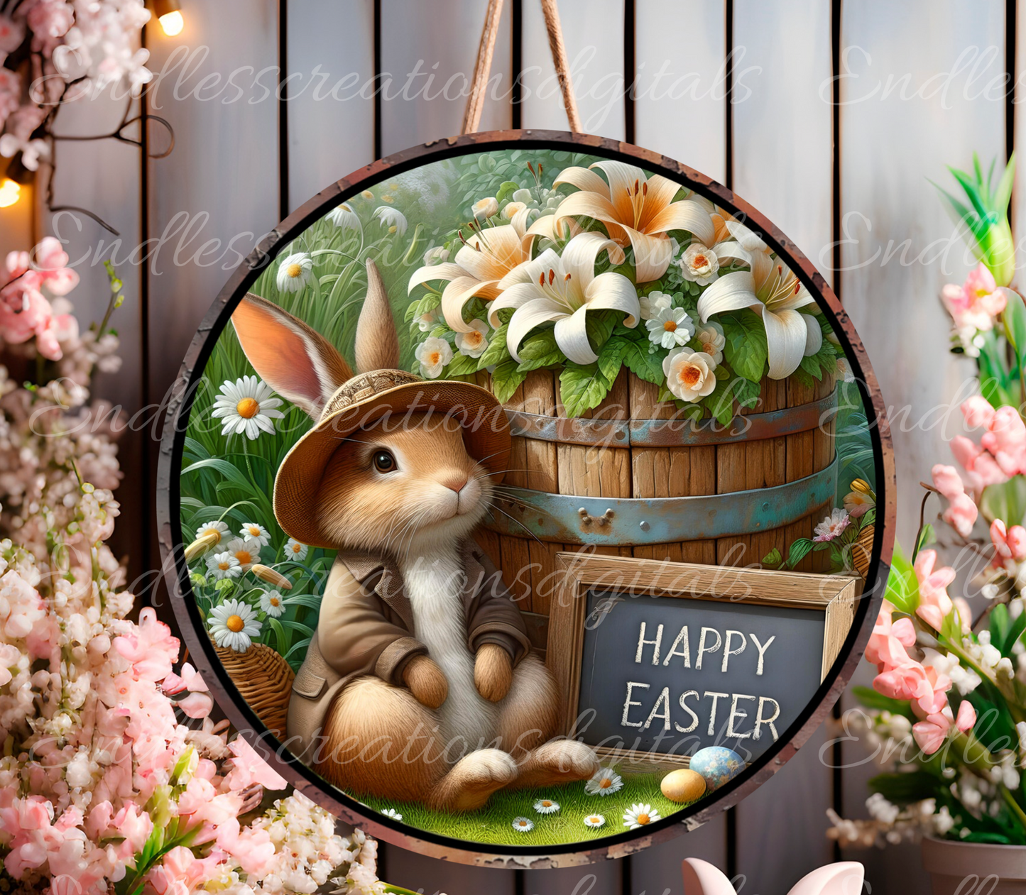 EASTER SUBLIMATION door hanger, wreath sign png, for sublimation, 2 high resolution digital files for download including 1 blank file for your own text