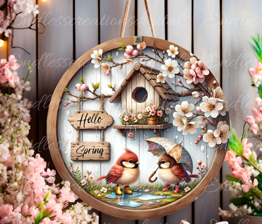 SPRING BABY BIRDS ROUND