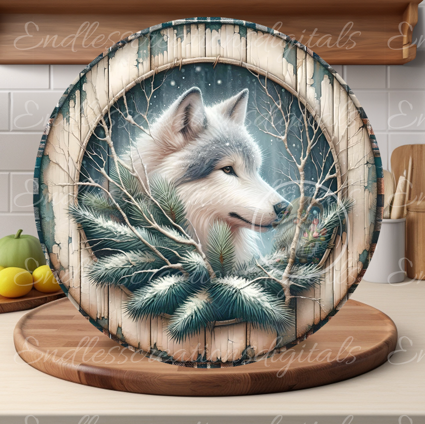 WINTER WOLF CLOCK DESIGN