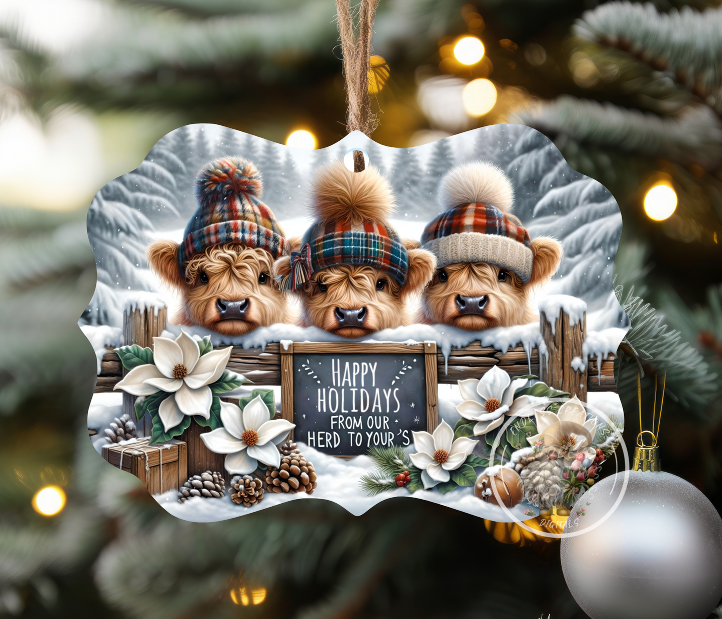 WINTER BABY HIGHLAND COWS RECTANGLE/TINS