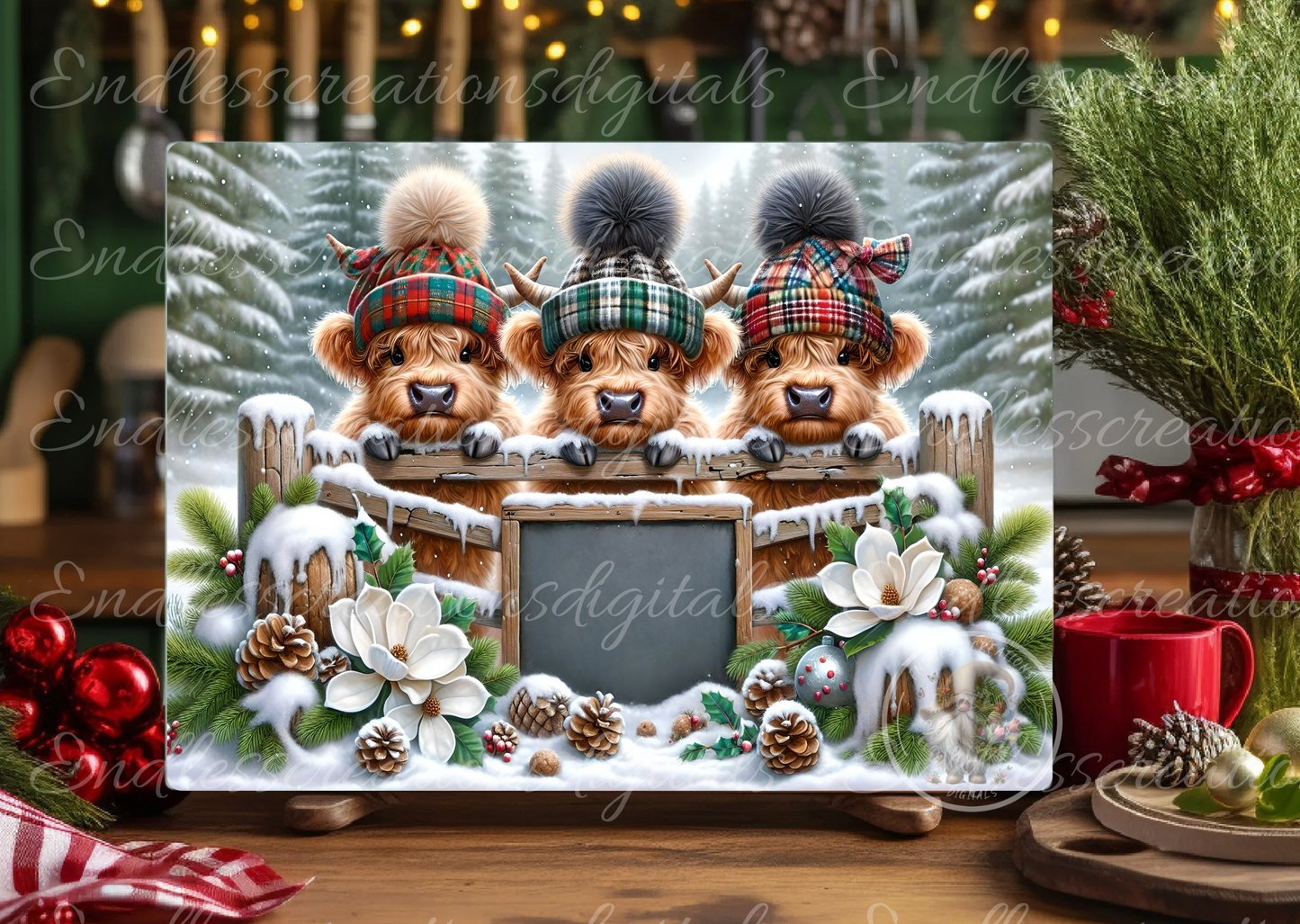 HIGHLAND COWS WINTER RECTANGLE/TINS