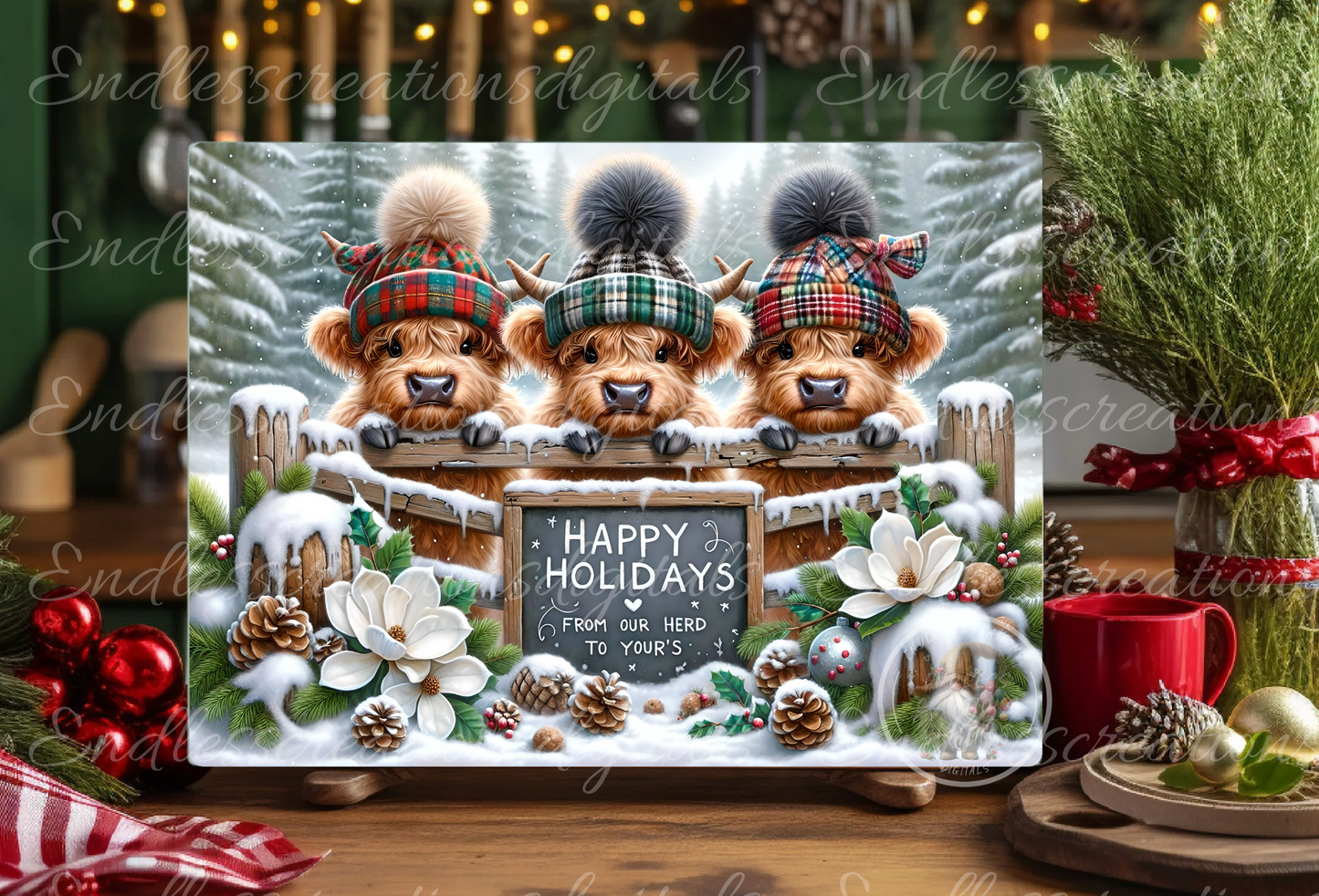 HIGHLAND COWS WINTER RECTANGLE/TINS