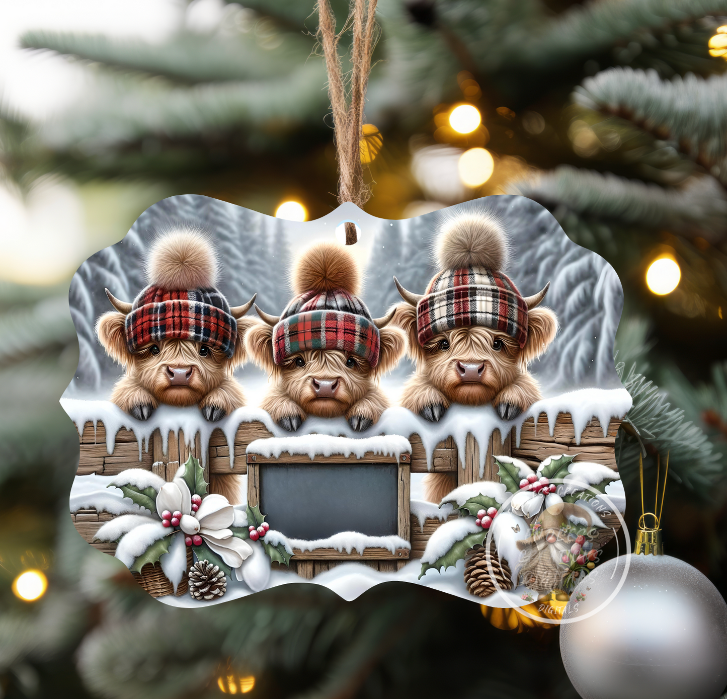 WINTER BABY HIGHLAND COWS RECTANGLE/TINS