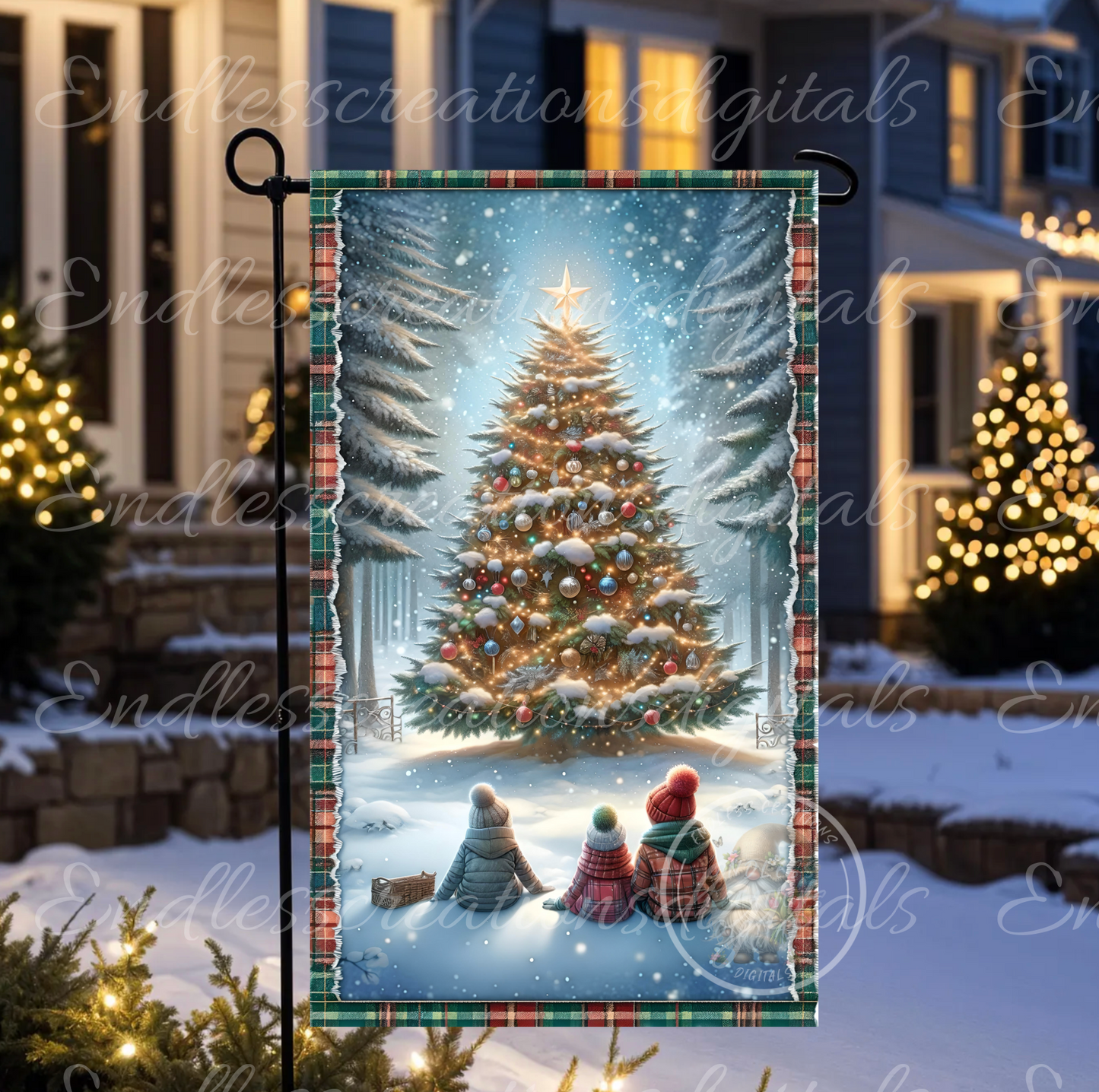 WAITING FOR SANTA GARDEN FLAG