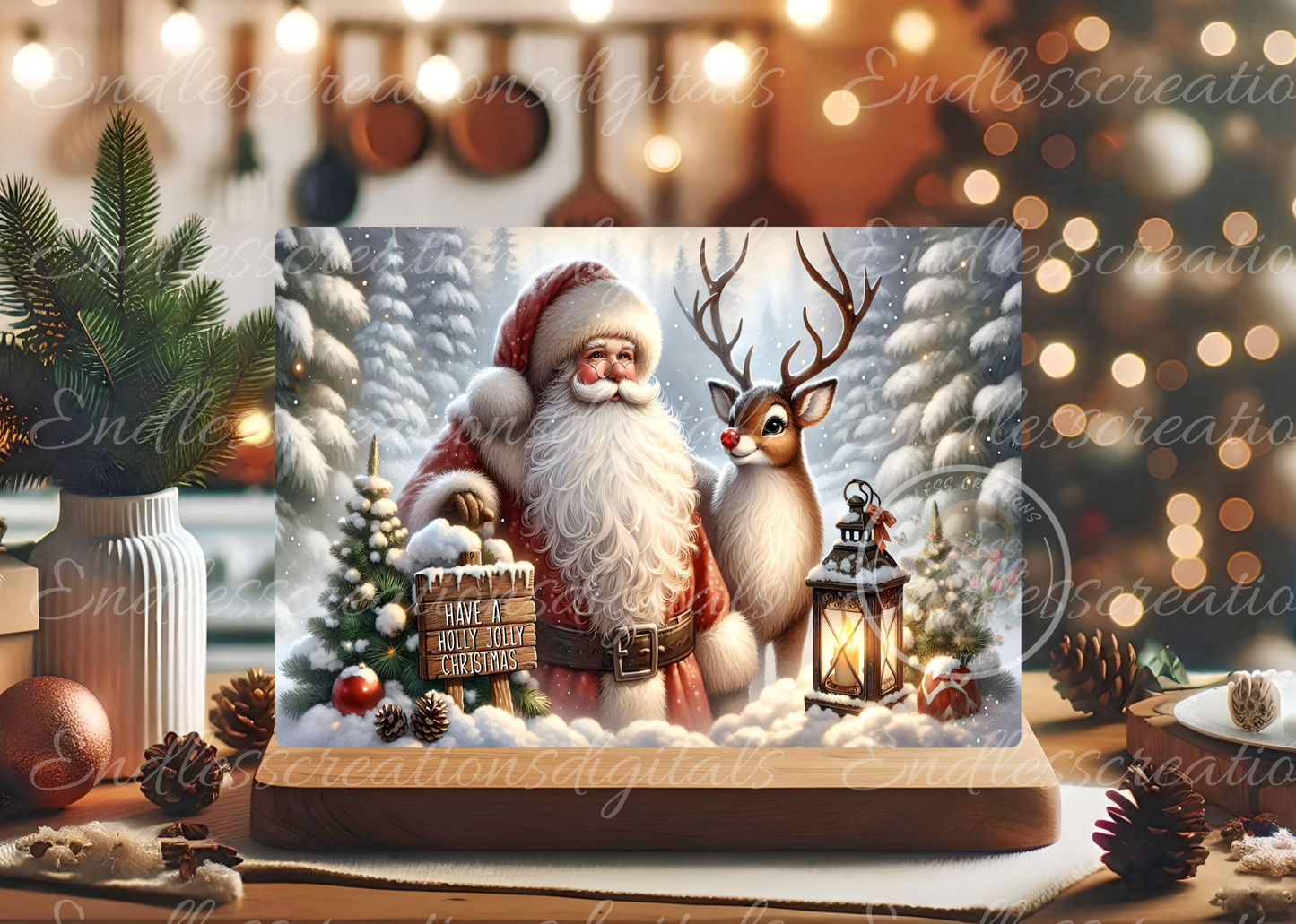 SANTA AND RUDOLPH CHRISTMAS RECTANGLE/TINS
