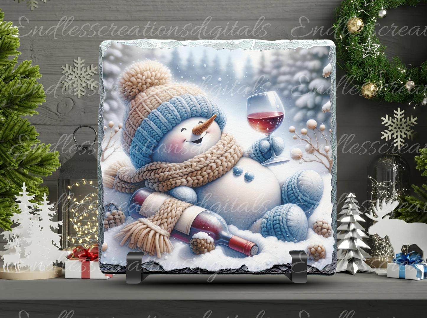CUTE WINE SNOWMAN WINTER
