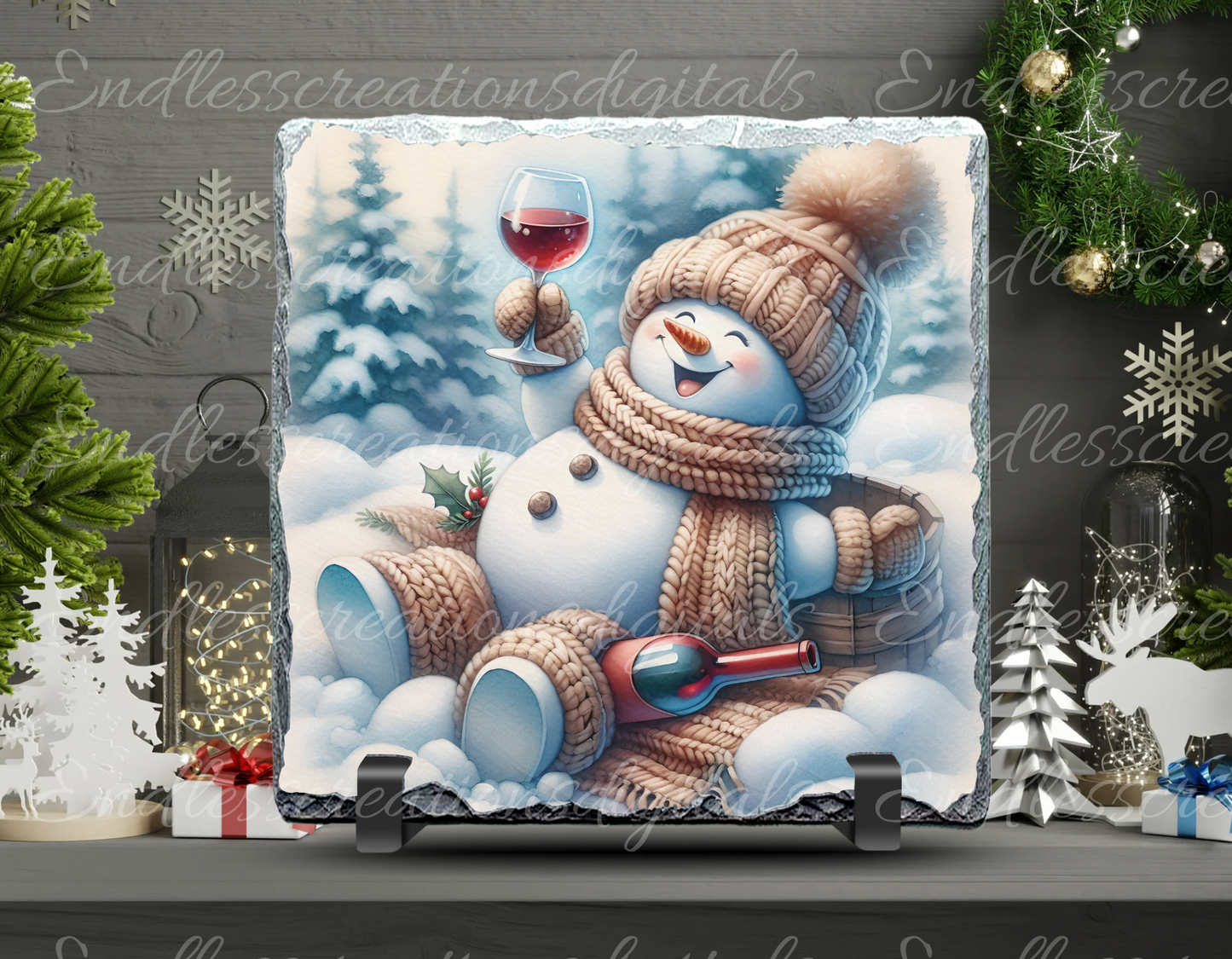 CUTE WINE SNOWMAN WINTER
