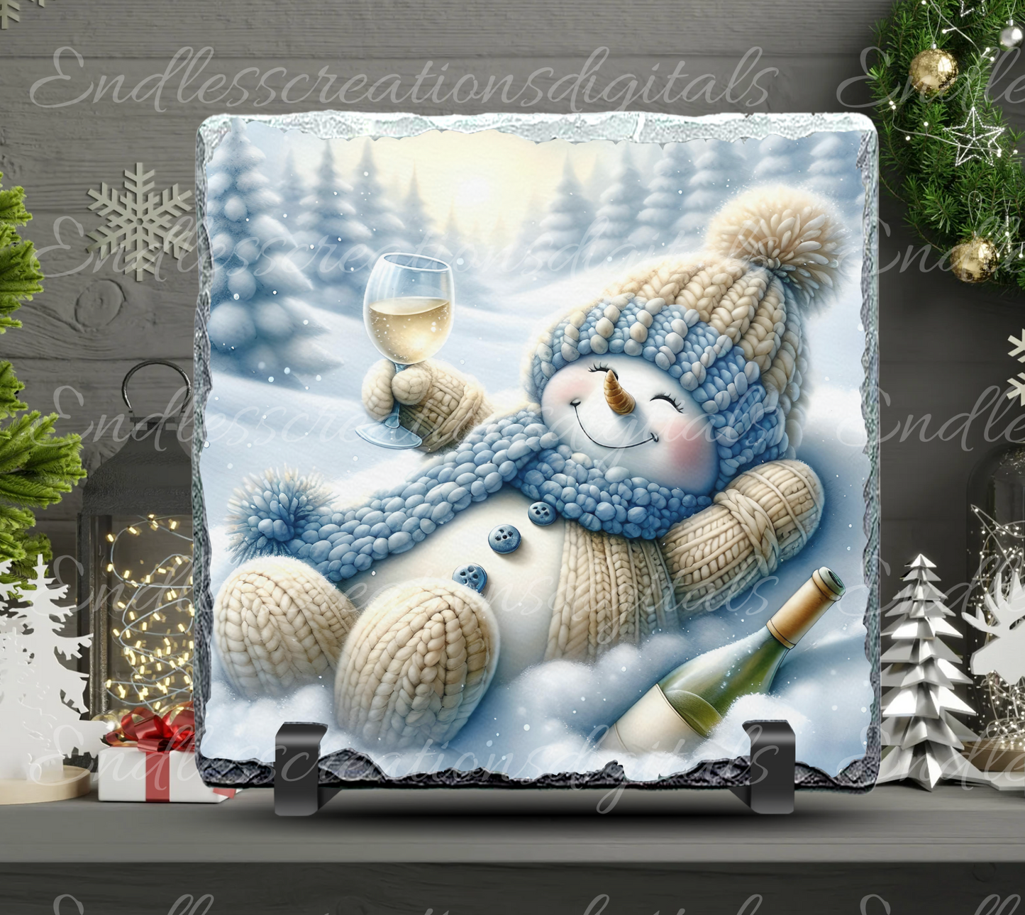 CUTE WINE SNOWMAN WINTER