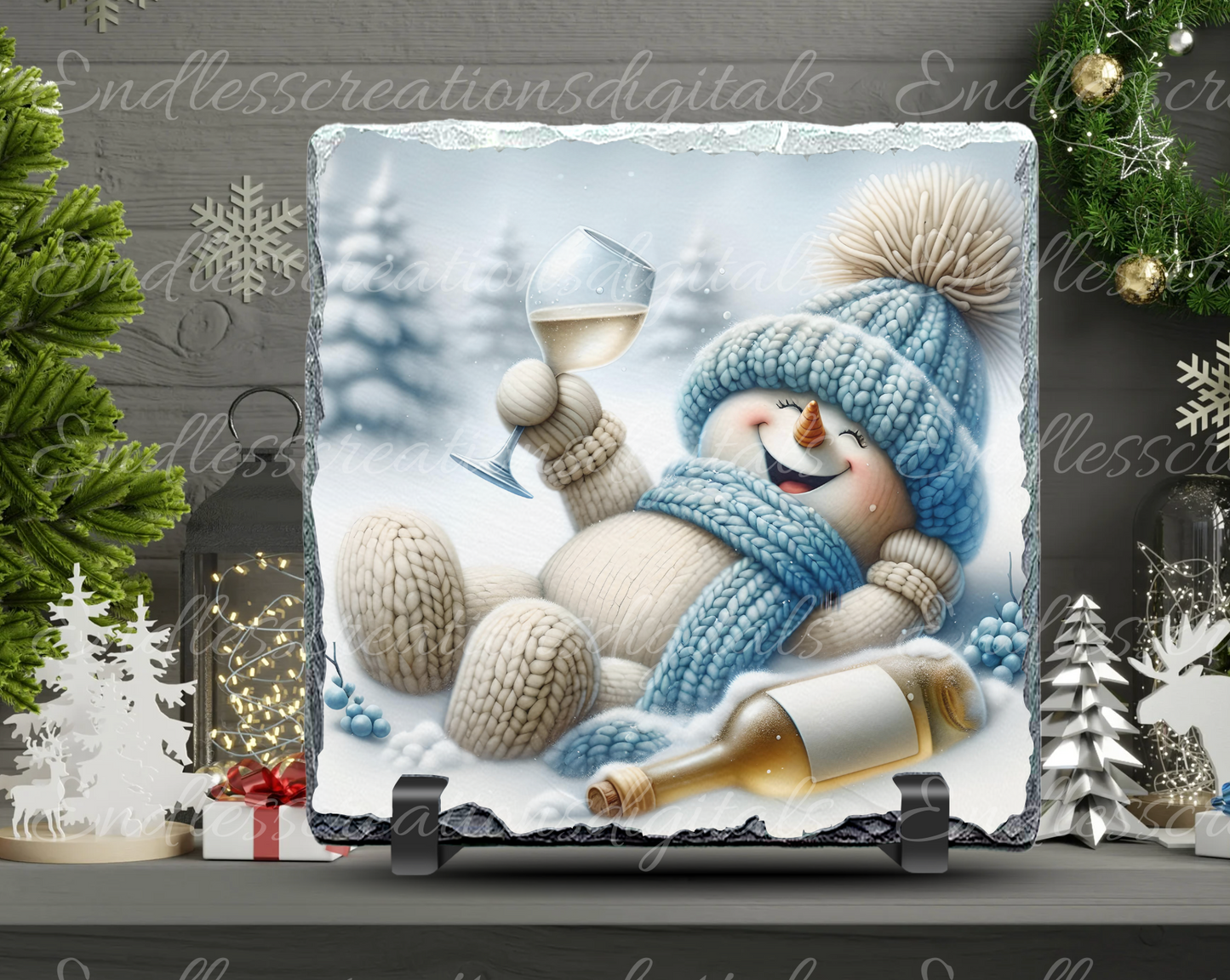 CUTE WINE SNOWMAN WINTER