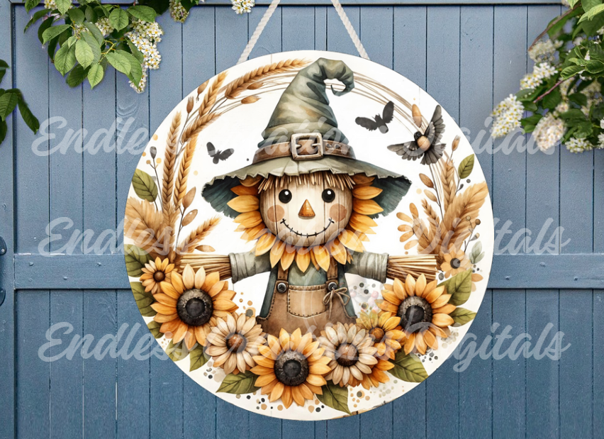 FALL SCARCROW SUNFLOWER ROUND
