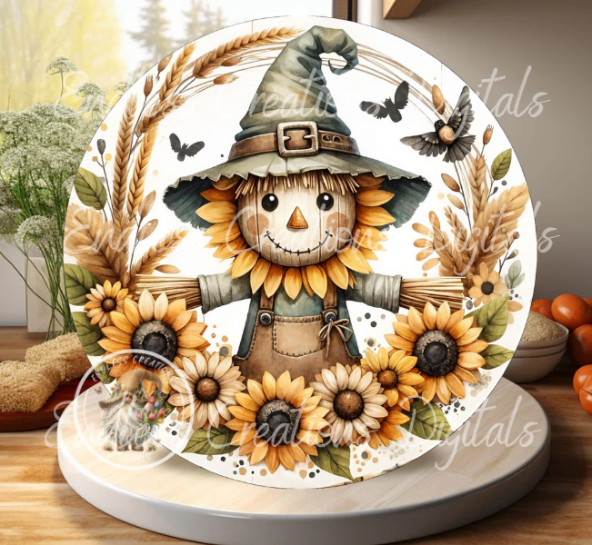 FALL SCARCROW SUNFLOWER ROUND