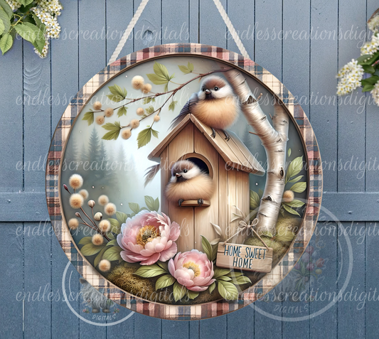 HOME SWEET HOME SPRING BIRDHOUSE ROUND