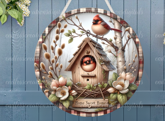 SPRING BABY CARDINALS HOME SWEET HOME