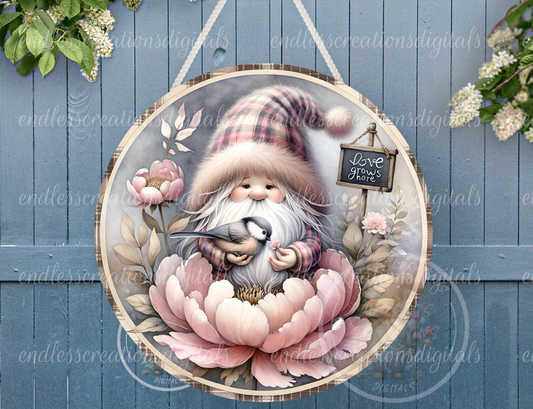 LOVE GROWS HERE SPRING GNOME