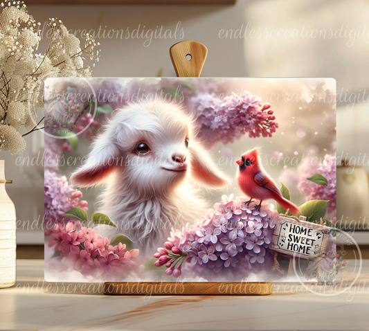SPRING FLORAL BABY GOAT RECTANGLE