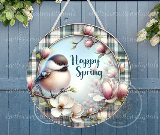 SPRING FLORAL CHICKADEE