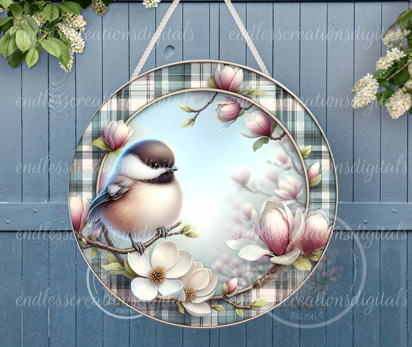 SPRING FLORAL CHICKADEE