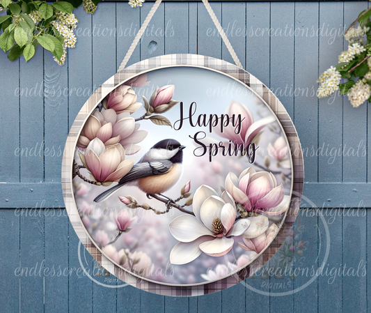 SPRING FLORAL CHICKADEE