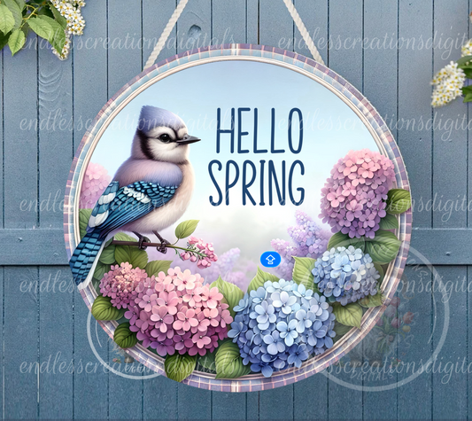 SPRING FLORAL BLUEJAY ROUND