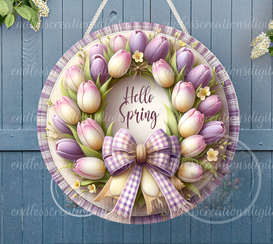 SPRING TULIP WREATH ROUND