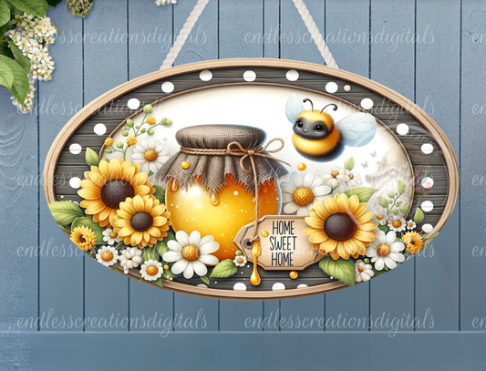 SUMMER HONEY BEE HOME SWEET HOME DIGITAL OVAL