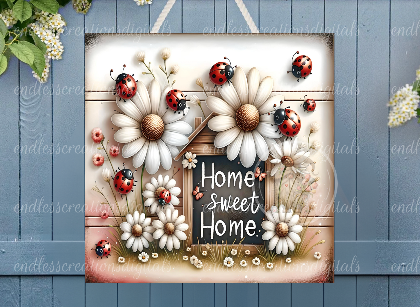 SPRING SQUARE DAISY LADYBUG