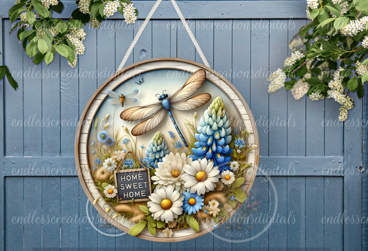 SUMMER FLORAL DRAGONFLY ROUND