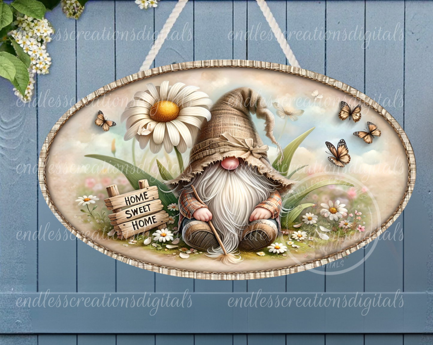 HOME SWEET HOME SPRING GNOME OVAL DIGITAL