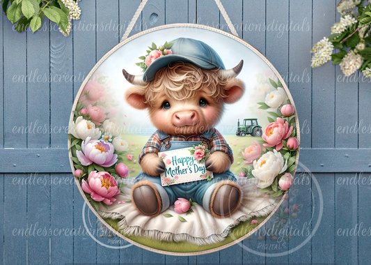 HIGHLAND COW SPRING MOTHERS DAY ROUND