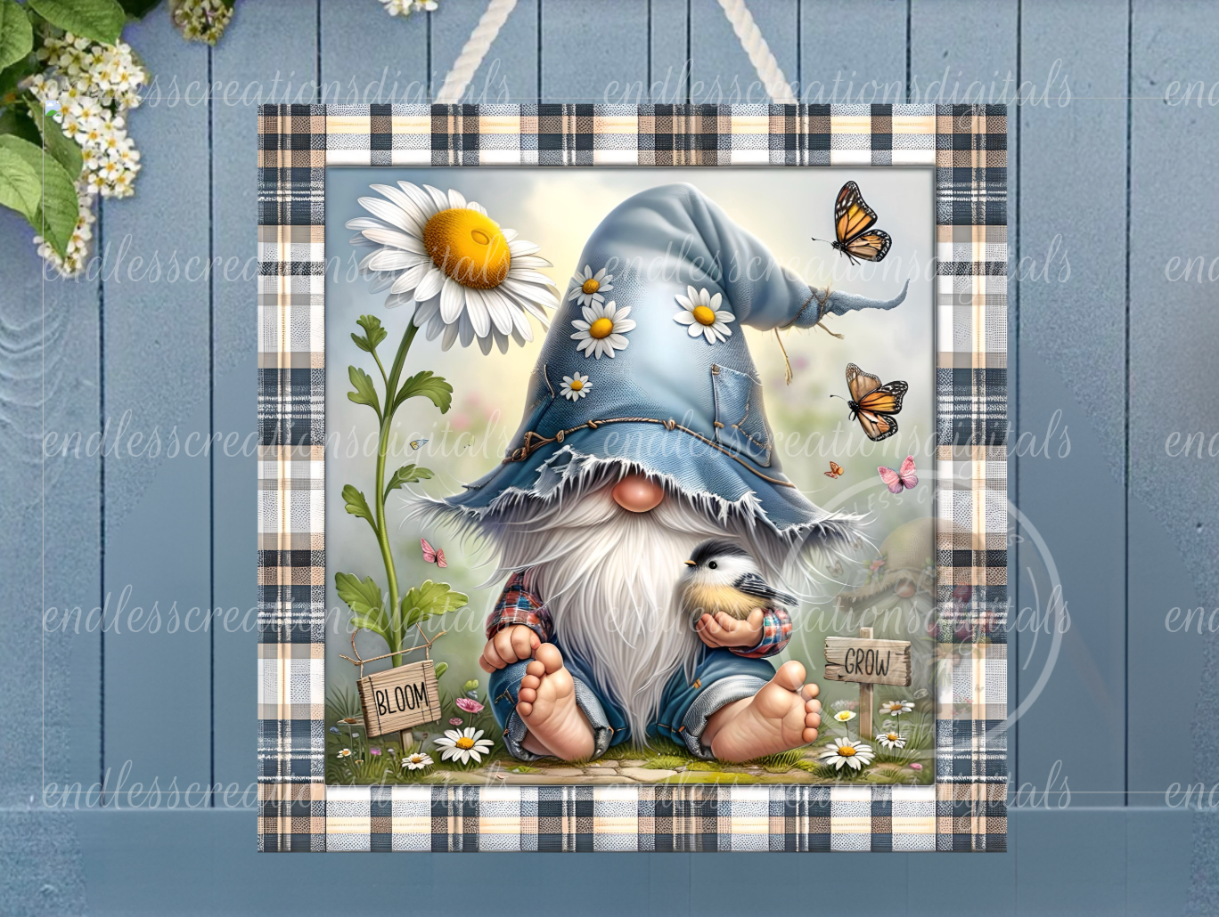 SQUARE SPRING/SUMMER FLORAL DAISY GNOME