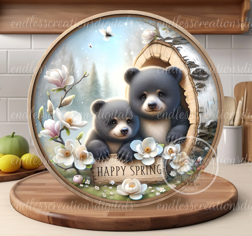 SPRING MAGNOLIA BABY BLACK BEARS