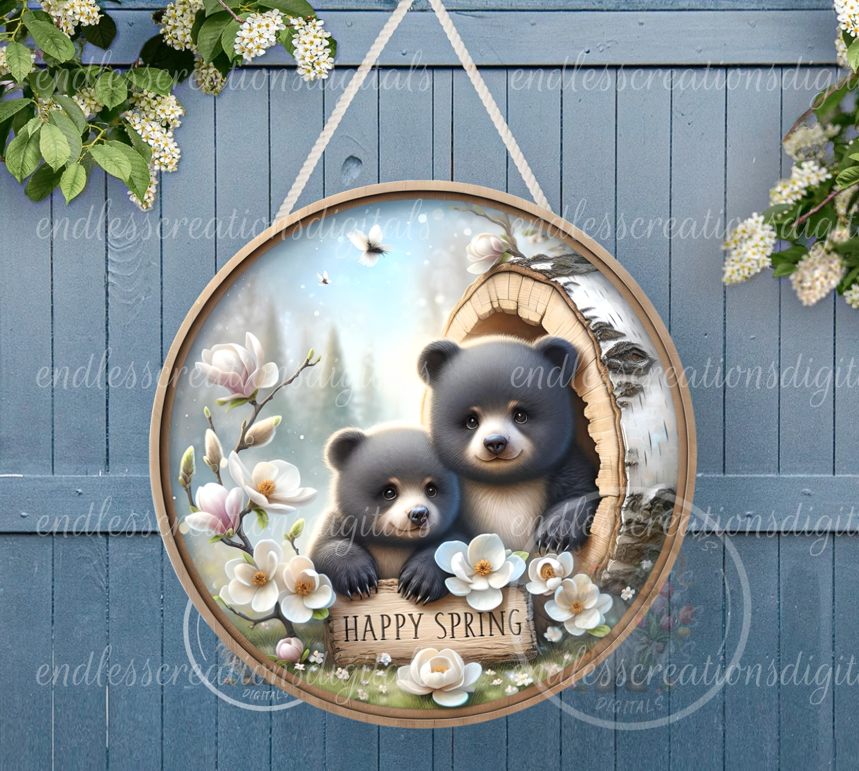 SPRING MAGNOLIA BABY BLACK BEARS