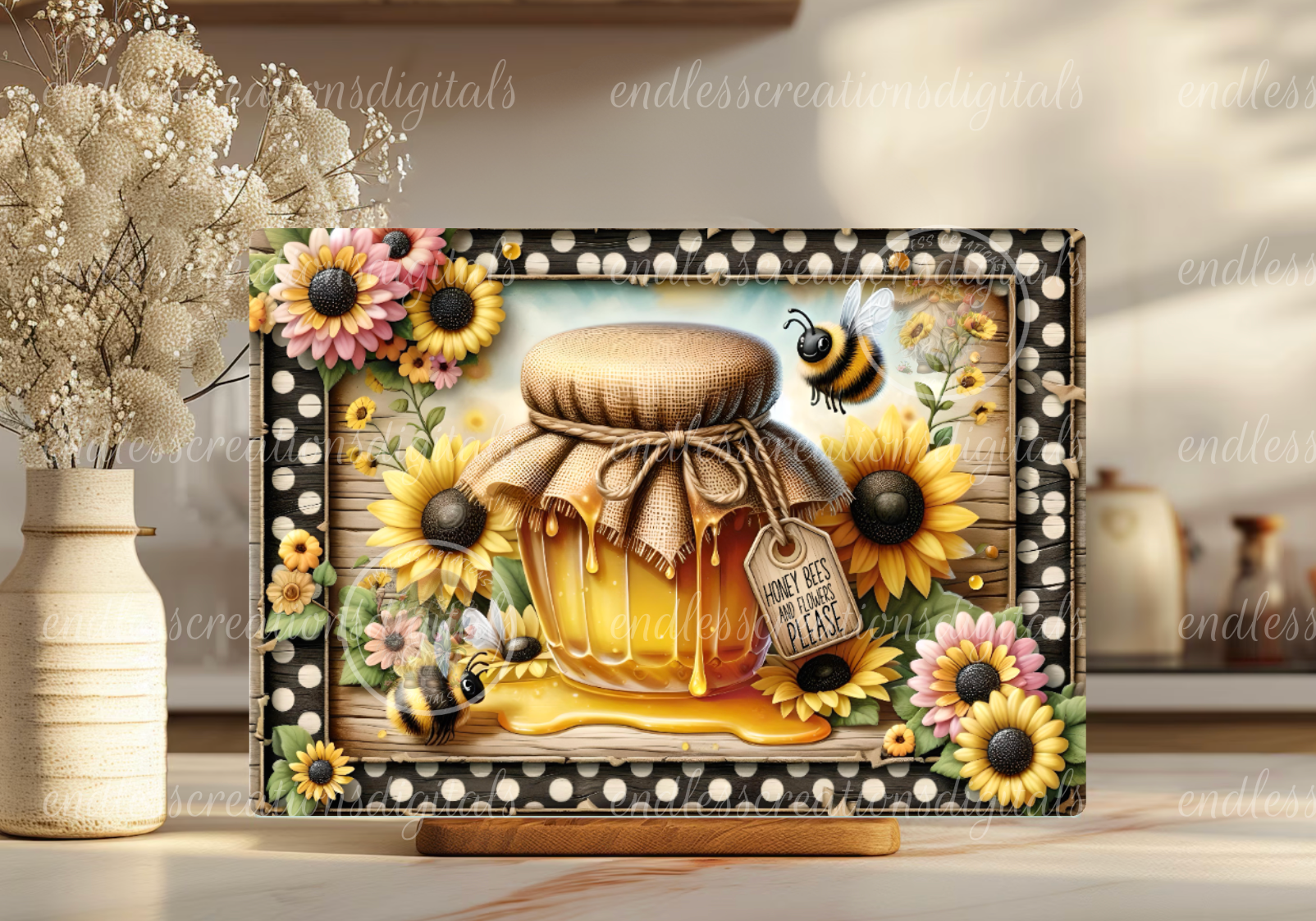 SUMMER HONEY BEE FLORAL RECTANGLE – Endless Creations Digitals
