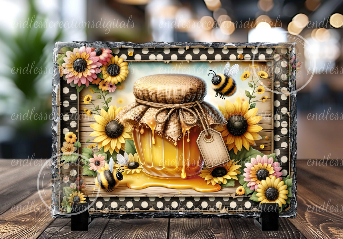 SUMMER HONEY BEE FLORAL RECTANGLE – Endless Creations Digitals
