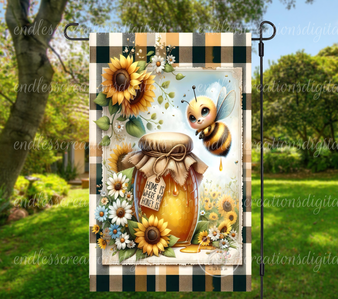 HONEY BEE SUMMER FLORAL GARDEN FLAG
