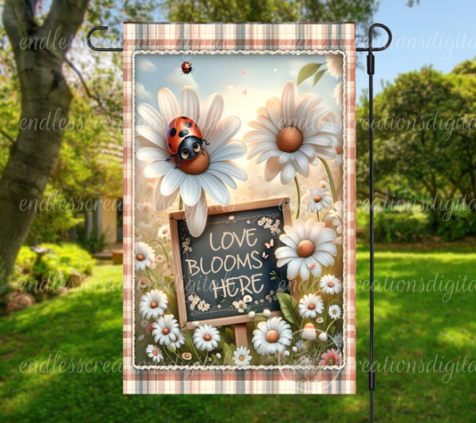HOME SWEET HOME LADYBUG DAISY GARDEN FLAG