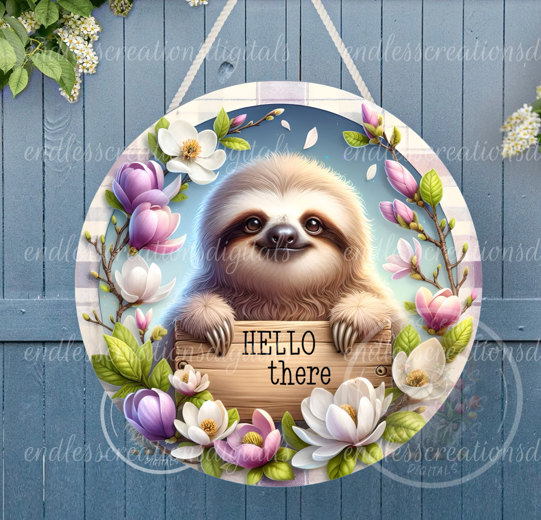 SUMMER SLOTH FLORAL ROUND WIND SPINNER