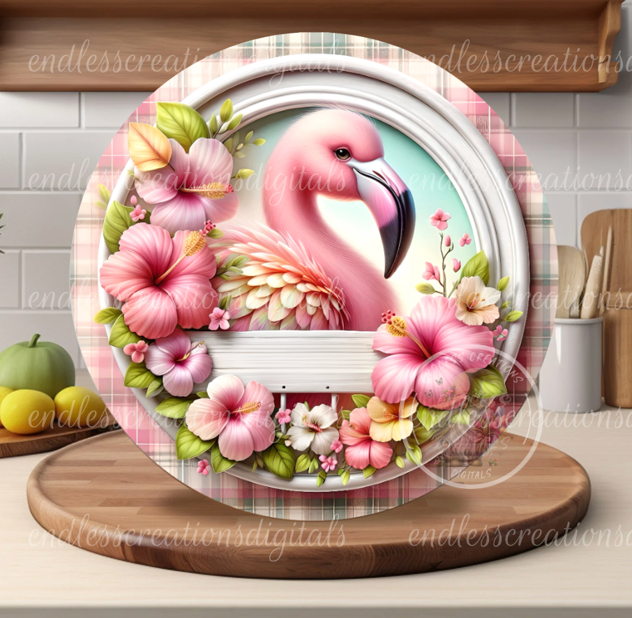 TROPICAL FLAMINGO FLORAL SUMMER ROUND