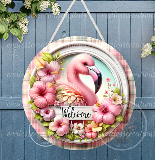 TROPICAL FLAMINGO FLORAL SUMMER ROUND