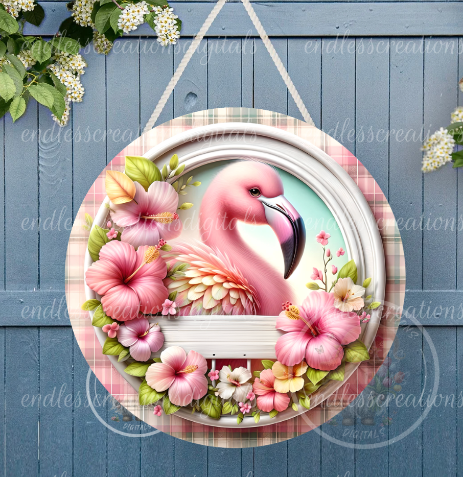 TROPICAL FLAMINGO FLORAL SUMMER ROUND