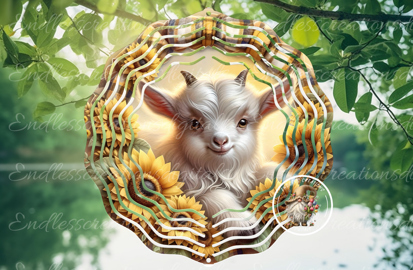 CUTE SUMMER SUNFLOWER GOAT WIND SPINNER