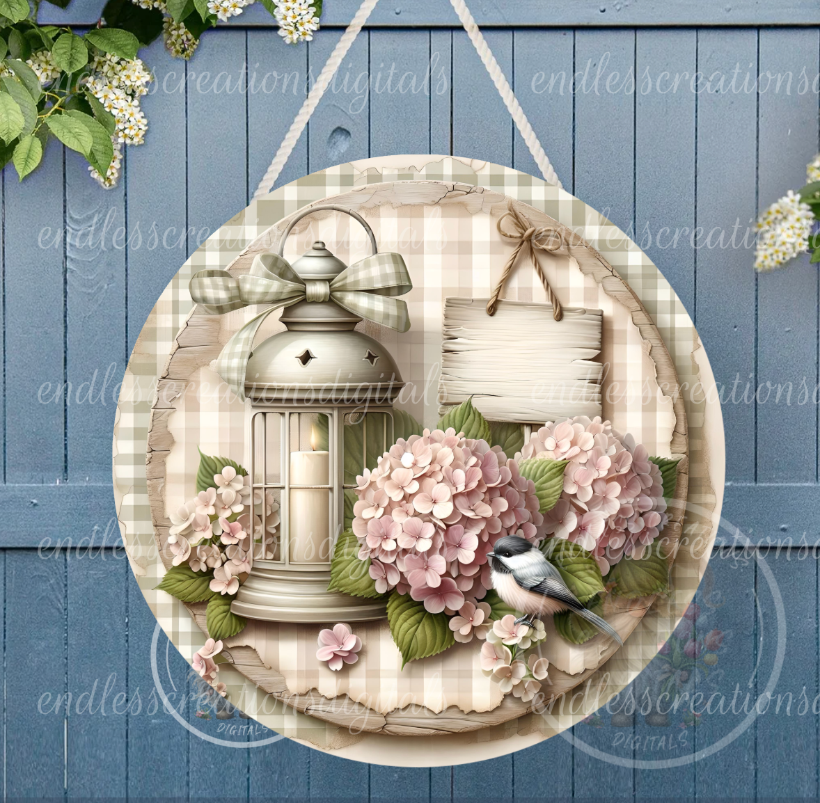SPRING HYDRANGEAS FLORAL ROUND