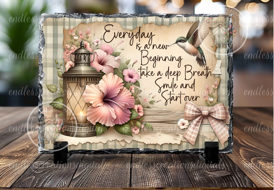 BEAUTIFUL HUMMINGBIRD WITH HIBISCUS RECTANGLE