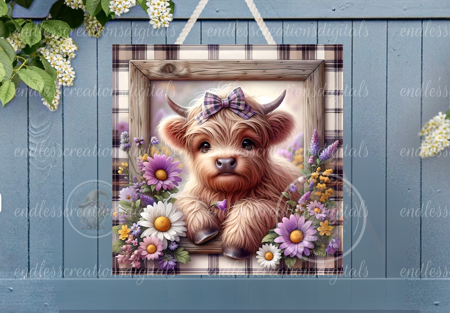 FLORAL HIGHLAND COW DAISIES