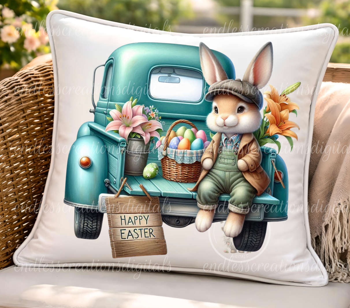 EASTER BLUE BUNNY TRUCK