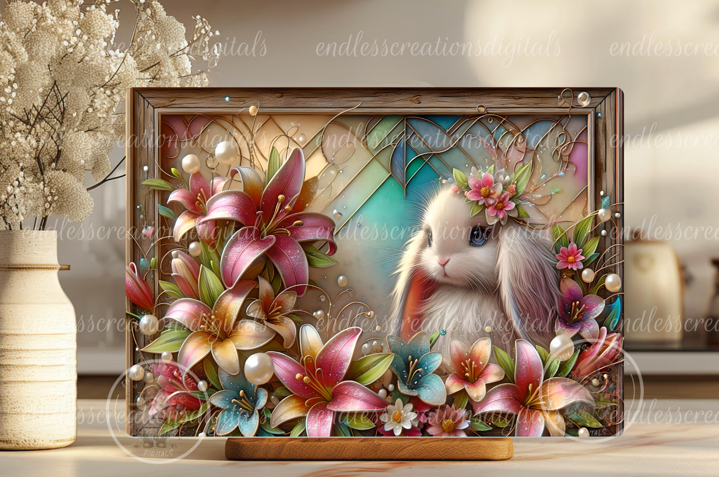 EASTER BUNNY STAINED GLASS LOOK