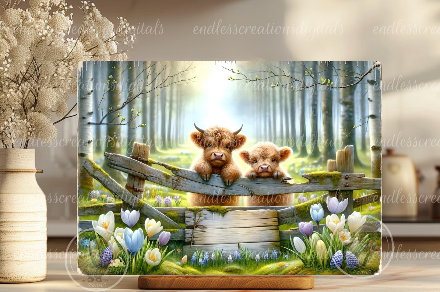 HAPPY SPRING HIGHLANDS COWS