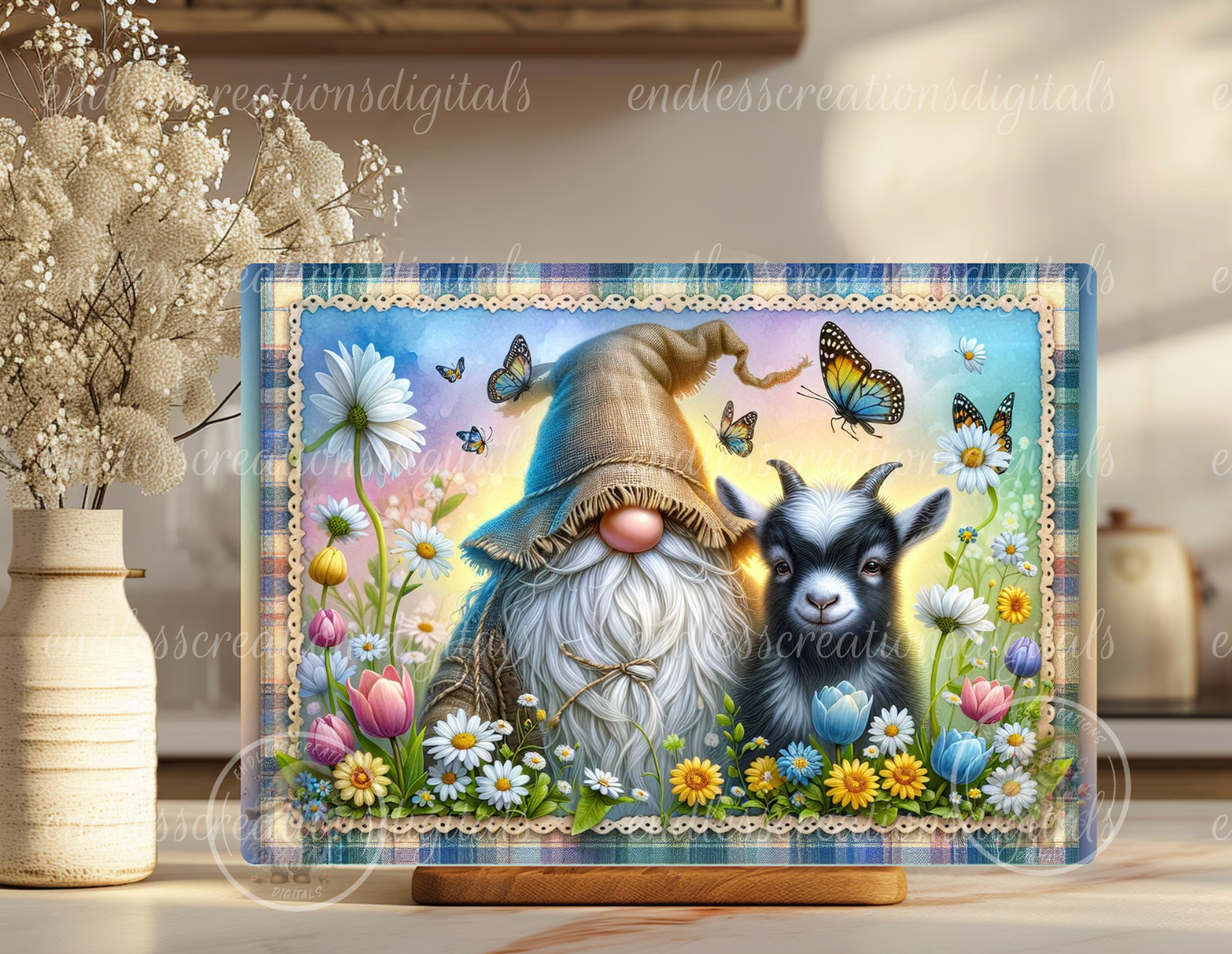 SPRING FLORAL GNOME AND GOAT