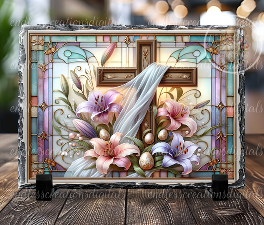 STAIN GLASS EASTER CROSS